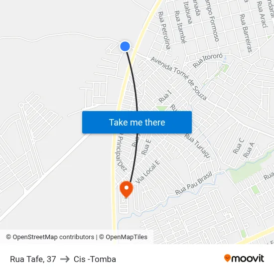 Rua Tafe, 37 to Cis -Tomba map