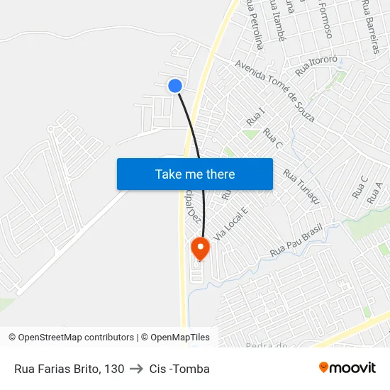 Rua Farias Brito, 130 to Cis -Tomba map