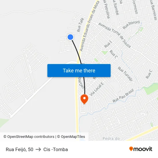 Rua Feijó, 50 to Cis -Tomba map