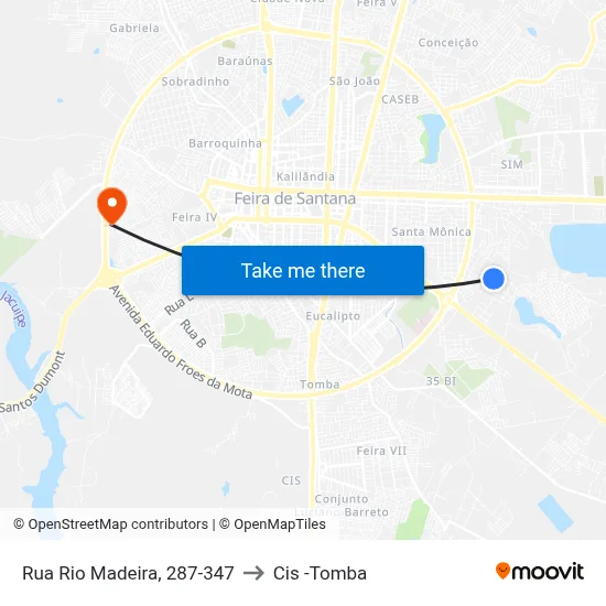 Rua Rio Madeira, 287-347 to Cis -Tomba map
