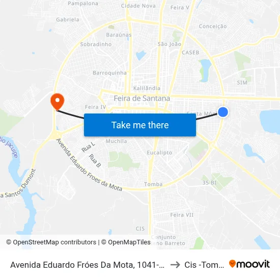Avenida Eduardo Fróes Da Mota, 1041-1049 to Cis -Tomba map