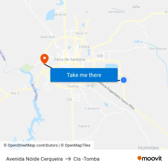 Avenida Nóide Cerqueira to Cis -Tomba map