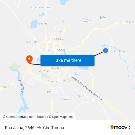 Rua Jaiba, 2646 to Cis -Tomba map