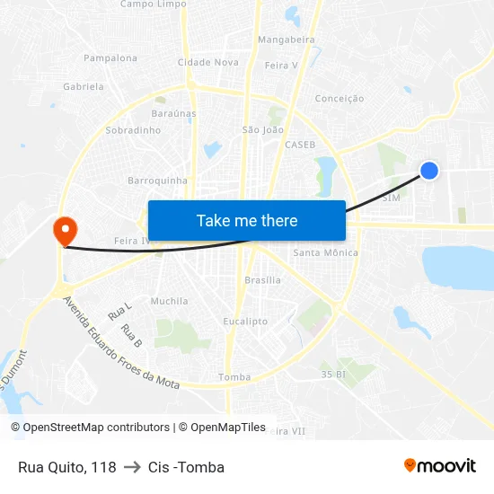 Rua Quito, 118 to Cis -Tomba map