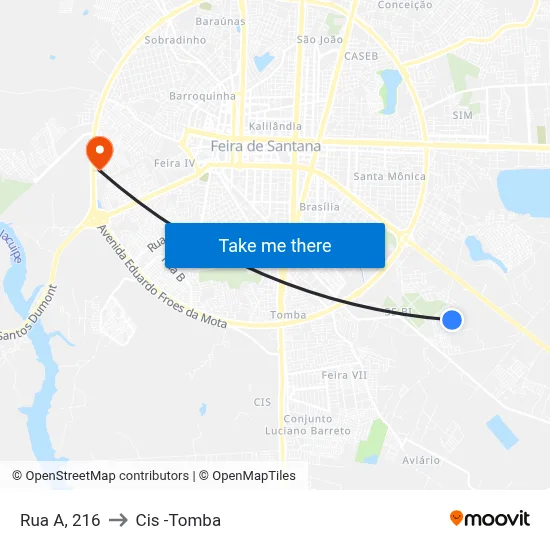 Rua A, 216 to Cis -Tomba map
