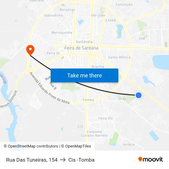 Rua Das Tuneiras, 154 to Cis -Tomba map