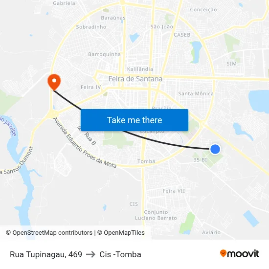 Rua Tupinagau, 469 to Cis -Tomba map