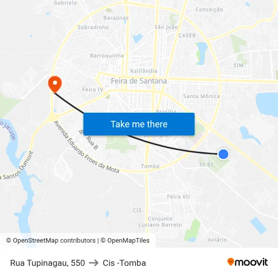 Rua Tupinagau, 550 to Cis -Tomba map