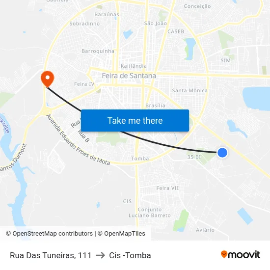 Rua Das Tuneiras, 111 to Cis -Tomba map