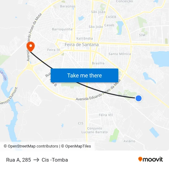 Rua A, 285 to Cis -Tomba map