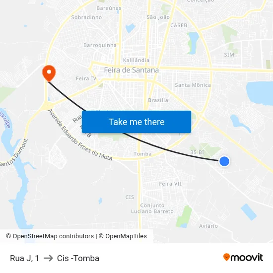 Rua J, 1 to Cis -Tomba map