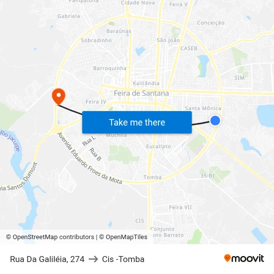 Rua Da Galiléia, 274 to Cis -Tomba map