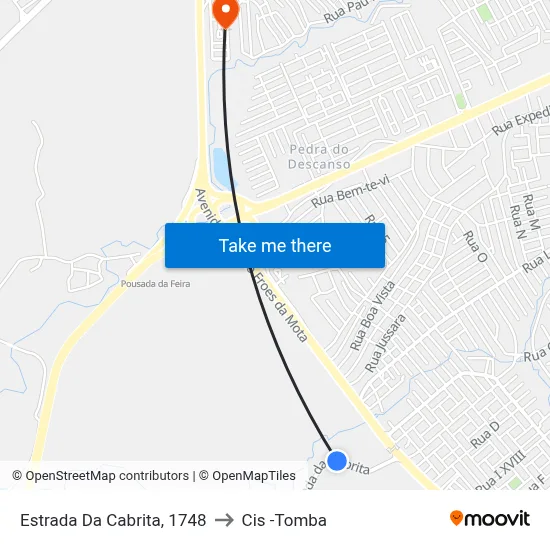 Estrada Da Cabrita, 1748 to Cis -Tomba map