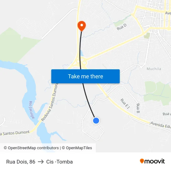 Rua Dois, 86 to Cis -Tomba map