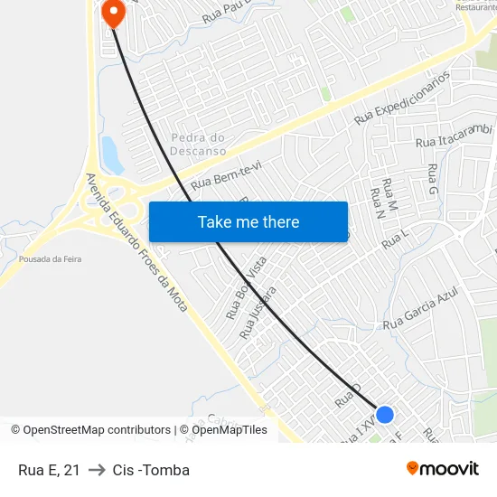 Rua E, 21 to Cis -Tomba map