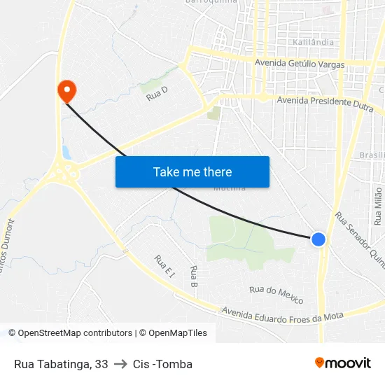 Rua Tabatinga, 33 to Cis -Tomba map