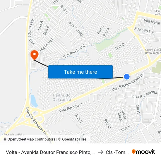 Volta - Avenida Doutor Francisco Pinto, 368 to Cis -Tomba map