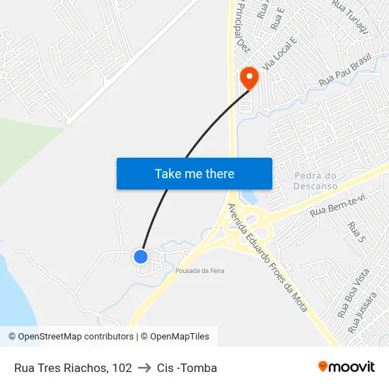 Rua Tres Riachos, 102 to Cis -Tomba map