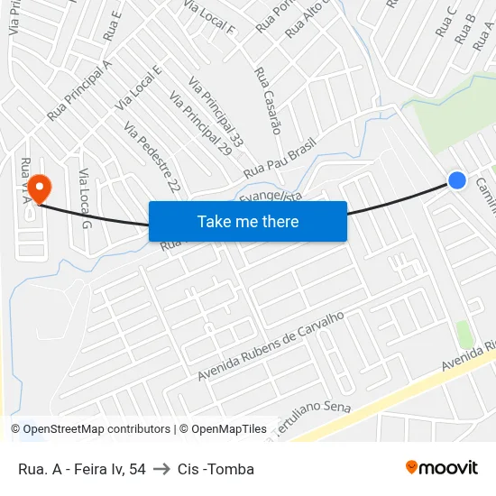 Rua. A - Feira Iv, 54 to Cis -Tomba map