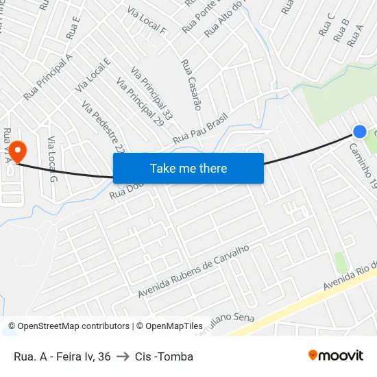 Rua. A - Feira Iv, 36 to Cis -Tomba map