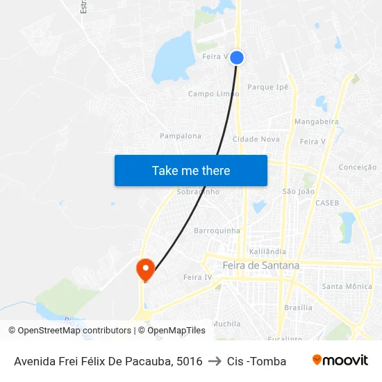 Avenida Frei Félix De Pacauba, 5016 to Cis -Tomba map