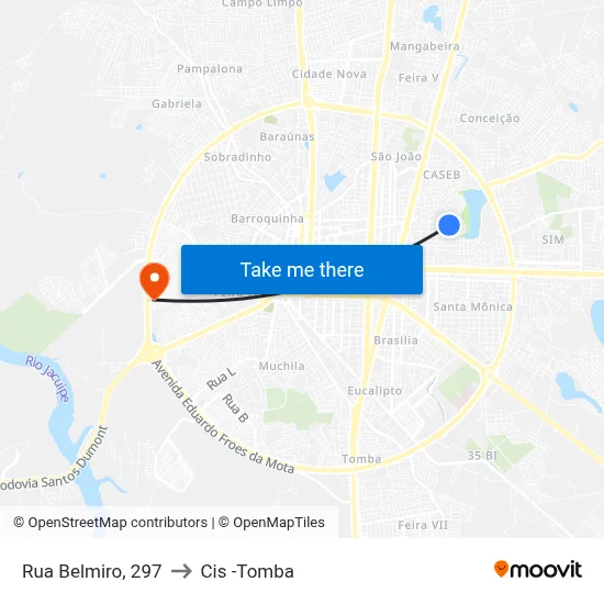 Rua Belmiro, 297 to Cis -Tomba map