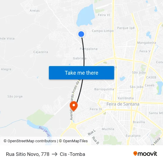 Rua Sítio Novo, 778 to Cis -Tomba map