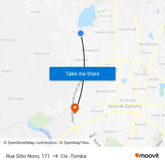 Rua Sítio Novo, 171 to Cis -Tomba map