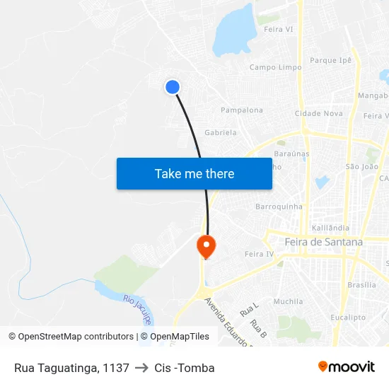 Rua Taguatinga, 1137 to Cis -Tomba map