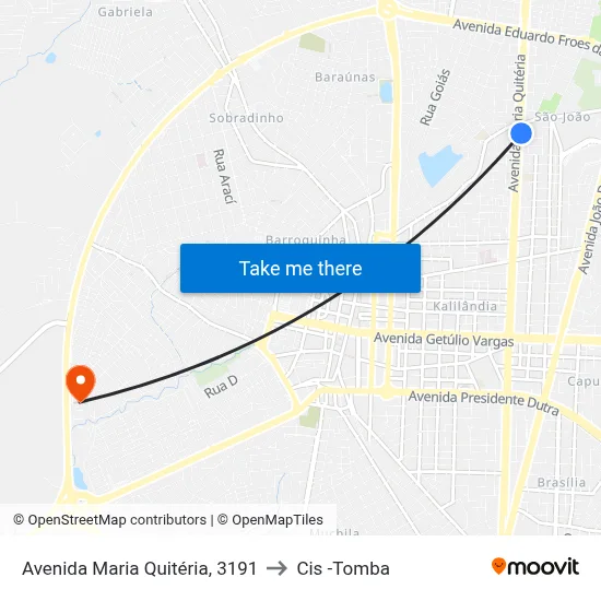 Avenida Maria Quitéria, 3191 to Cis -Tomba map