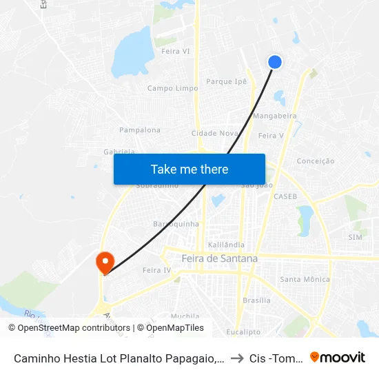 Caminho Hestia Lot Planalto Papagaio, 241 to Cis -Tomba map
