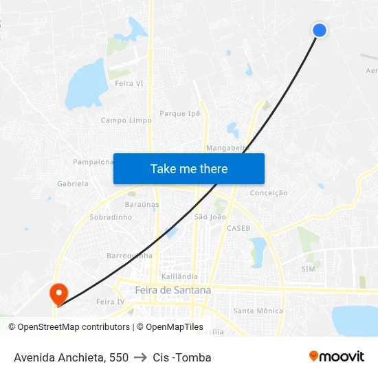 Avenida Anchieta, 550 to Cis -Tomba map