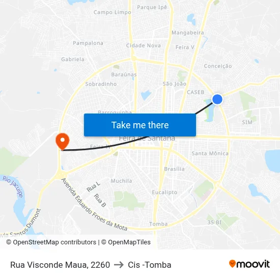 Rua Visconde Maua, 2260 to Cis -Tomba map