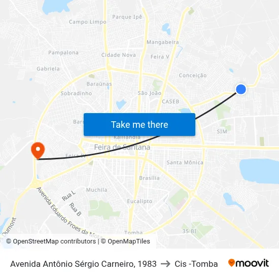 Avenida Antônio Sérgio Carneiro, 1983 to Cis -Tomba map