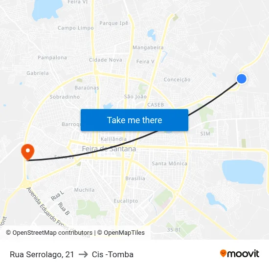 Rua Serrolago, 21 to Cis -Tomba map