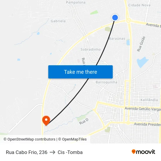 Rua Cabo Frio, 236 to Cis -Tomba map