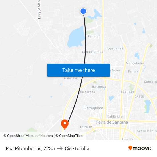 Rua Pitombeiras, 2235 to Cis -Tomba map