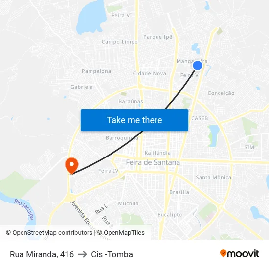 Rua Miranda, 416 to Cis -Tomba map