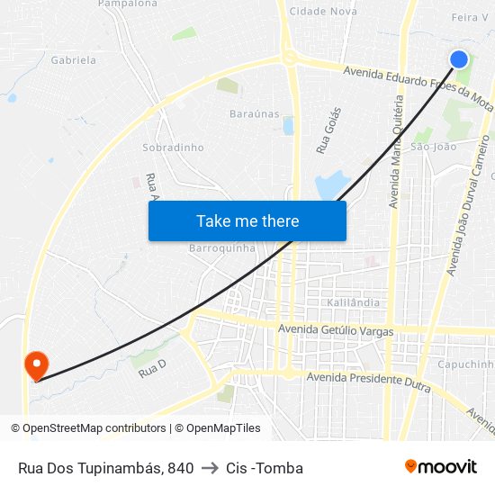 Rua Dos Tupinambás, 840 to Cis -Tomba map