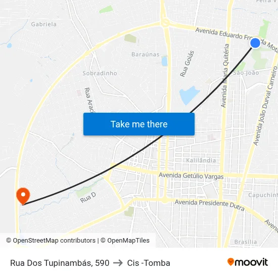 Rua Dos Tupinambás, 590 to Cis -Tomba map