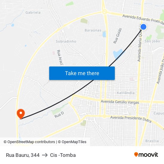 Rua Bauru, 344 to Cis -Tomba map