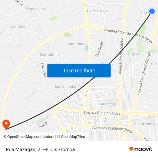 Rua Mazagan, 2 to Cis -Tomba map