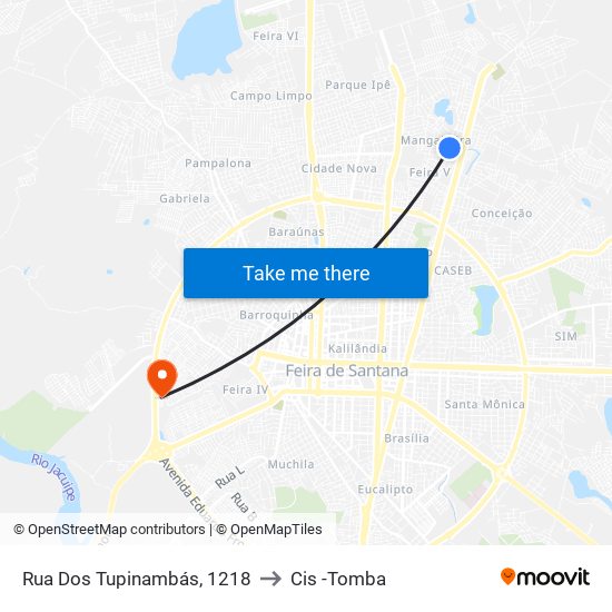 Rua Dos Tupinambás, 1218 to Cis -Tomba map