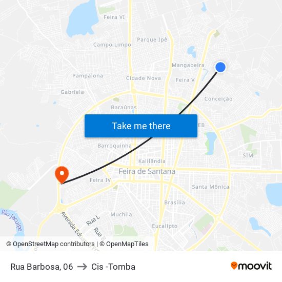 Rua Barbosa, 06 to Cis -Tomba map