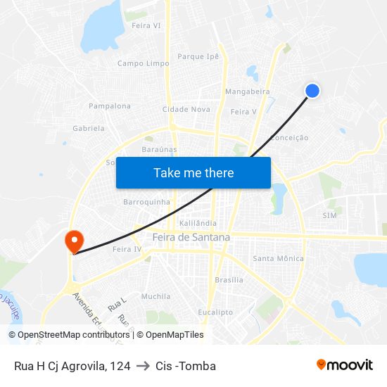 Rua H Cj Agrovila, 124 to Cis -Tomba map