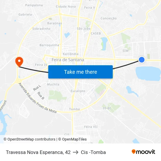 Travessa Nova Esperanca, 42 to Cis -Tomba map