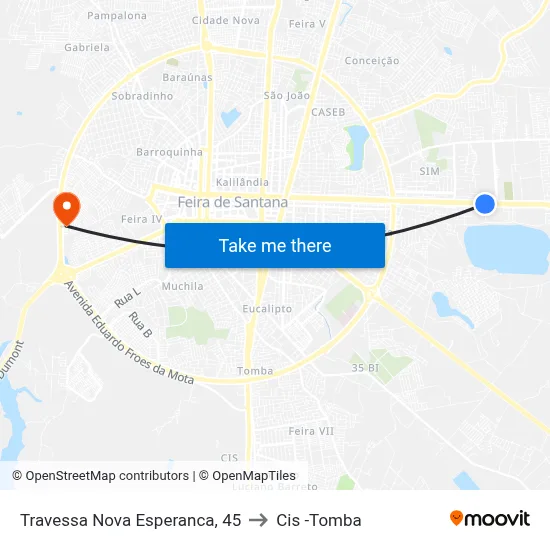 Travessa Nova Esperanca, 45 to Cis -Tomba map