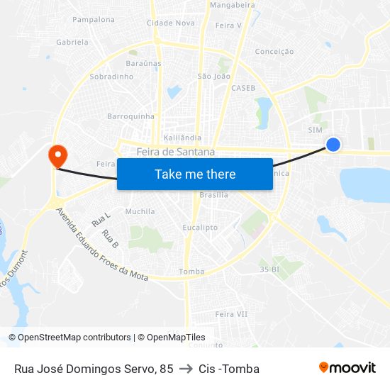 Rua José Domingos Servo, 85 to Cis -Tomba map