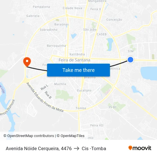 Avenida Nóide Cerqueira, 4476 to Cis -Tomba map