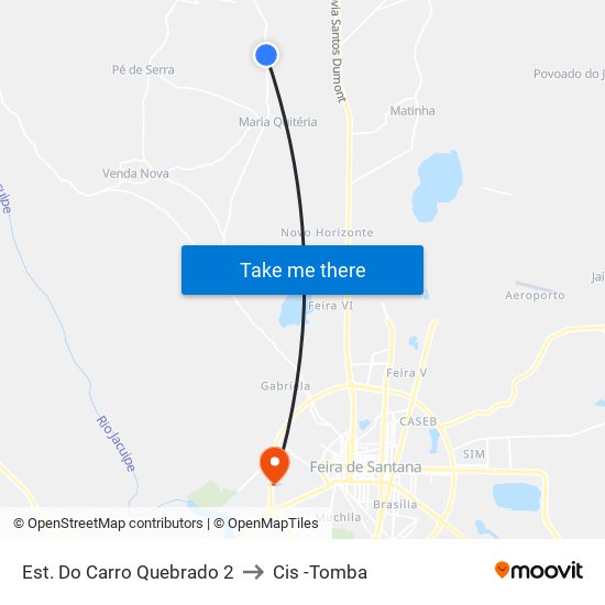 Est. Do Carro Quebrado 2 to Cis -Tomba map